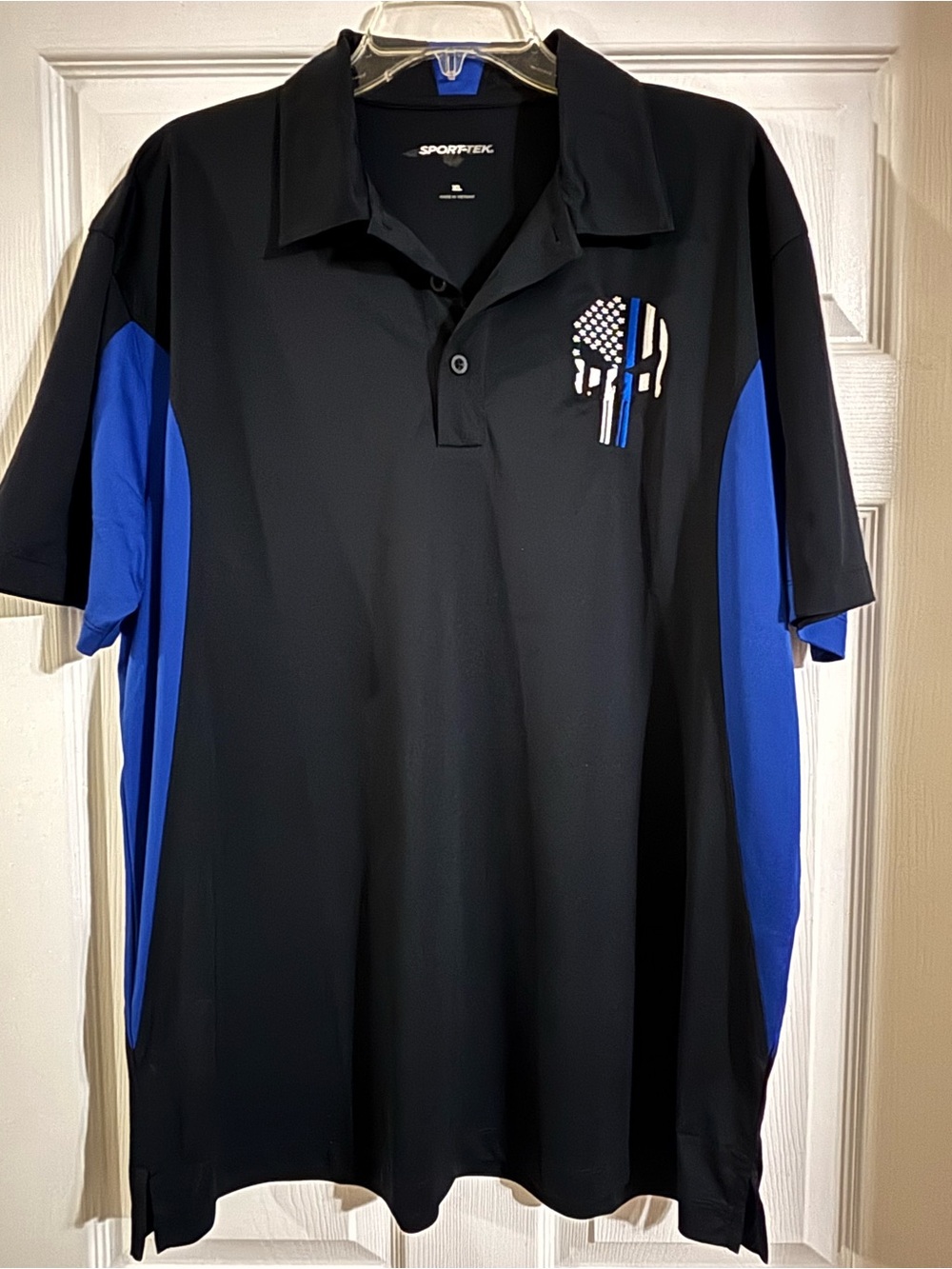 Sport-Tek Black & Royal Blue Short Sleeve Polo with Thin Blue Line Emblem